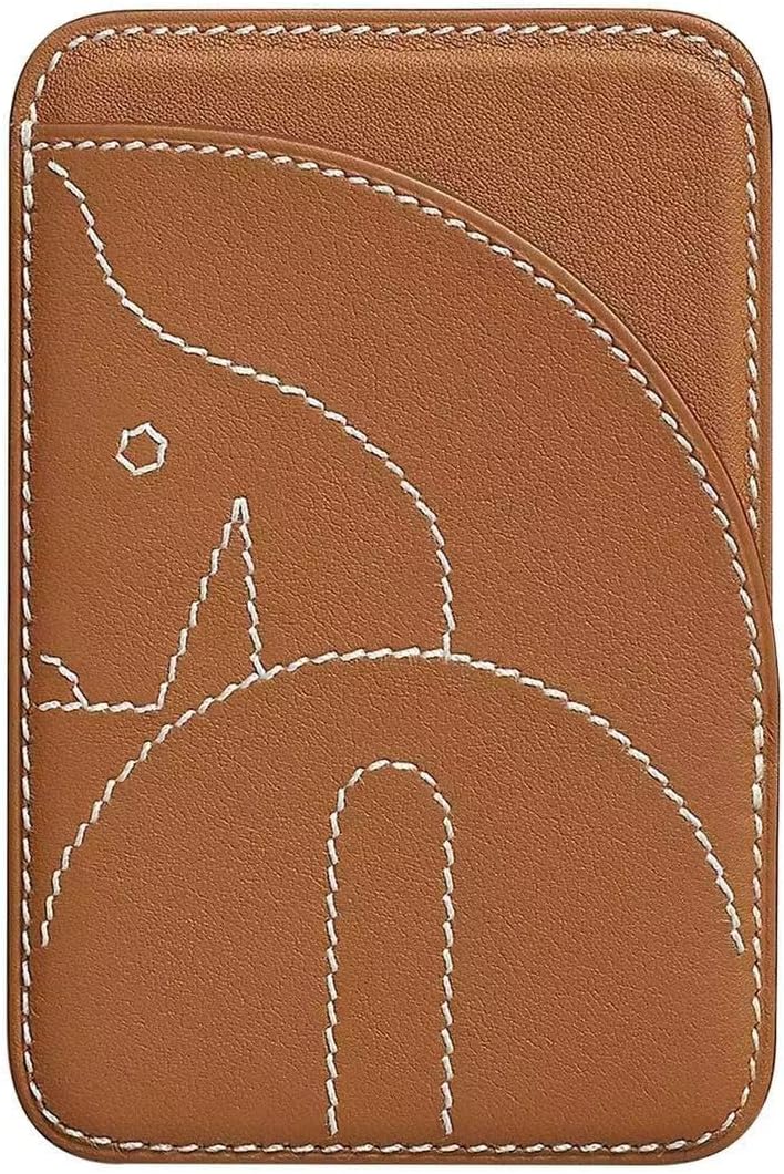 Magnetic Wallet Cell Phone Card Holder for Phone Case, Stronger Magnetic Leather Phone Wallet Stick on Series of iPhone 17/16/15/14/13/12 and Pro/Promax (Light Brown)