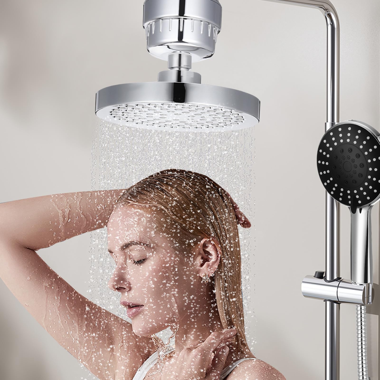 Didiseaon Filtro de Ducha para Agua Dura con Cabeza giratoria sólida y múltiples Capas de filtración, Adecuado para Uso en Ducha y purificación de Agua