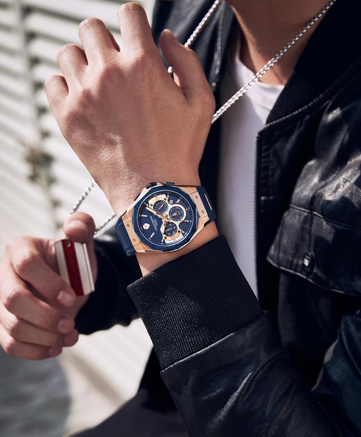 Paras Crown Watches for Men Luxury Japanese Quartz Movement Chronograph Analog Watch Stainless Steel Case 5ATM Waterproof Mens Watches - Image 2