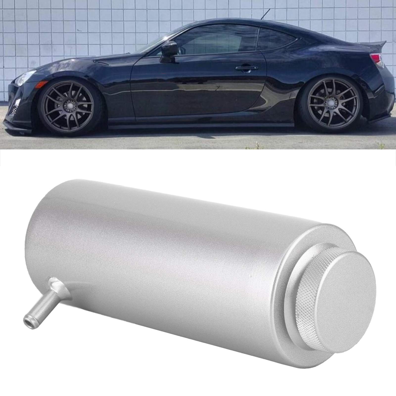 Réservoir de Liquide de Refroidissement, Réservoir de Trop-plein de Liquide de Refroidissement Universel, Réservoir de Récupération en Aluminium de Liquide de Refroidissement(Argent)