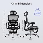 LarkLeaves chaise de bureau avec repose-pieds, chaise ergonomique 3D Appuie-tête, chaise d'ordinateur avec dossier réglable & 3D Accoudoir, Chaise de jeu avec Support Lombaire adaptatif, dossier Mesh & Coussin noir