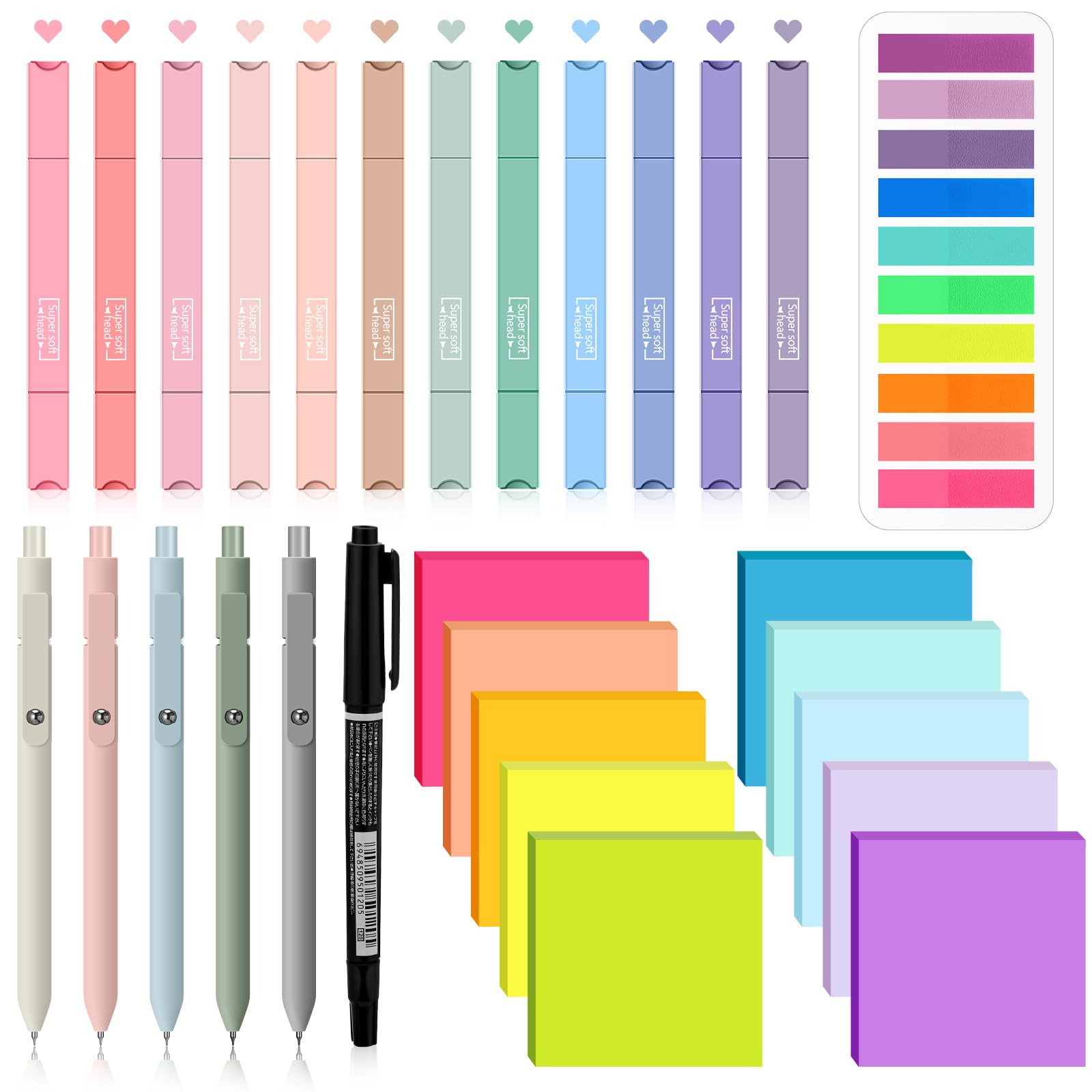 Jutom 38 Pcs Bible Journaling Study Kit for Women, Book Annotation Supplies with Highlighters Pens, Tabs, Sticky Notes, Markers for Christian Office