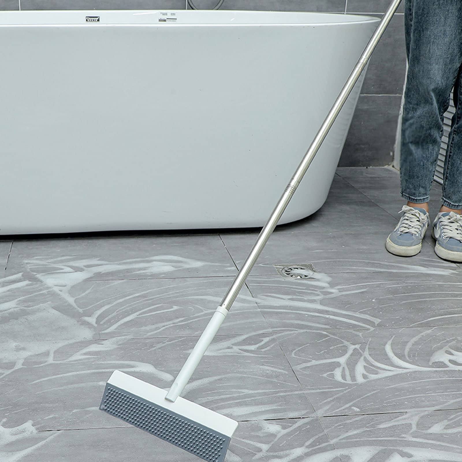 Rasquetas para Ducha, Escobilla de Goma Doble Cara Acero Inoxidable Gris for Limpieza duchas y Ventanas