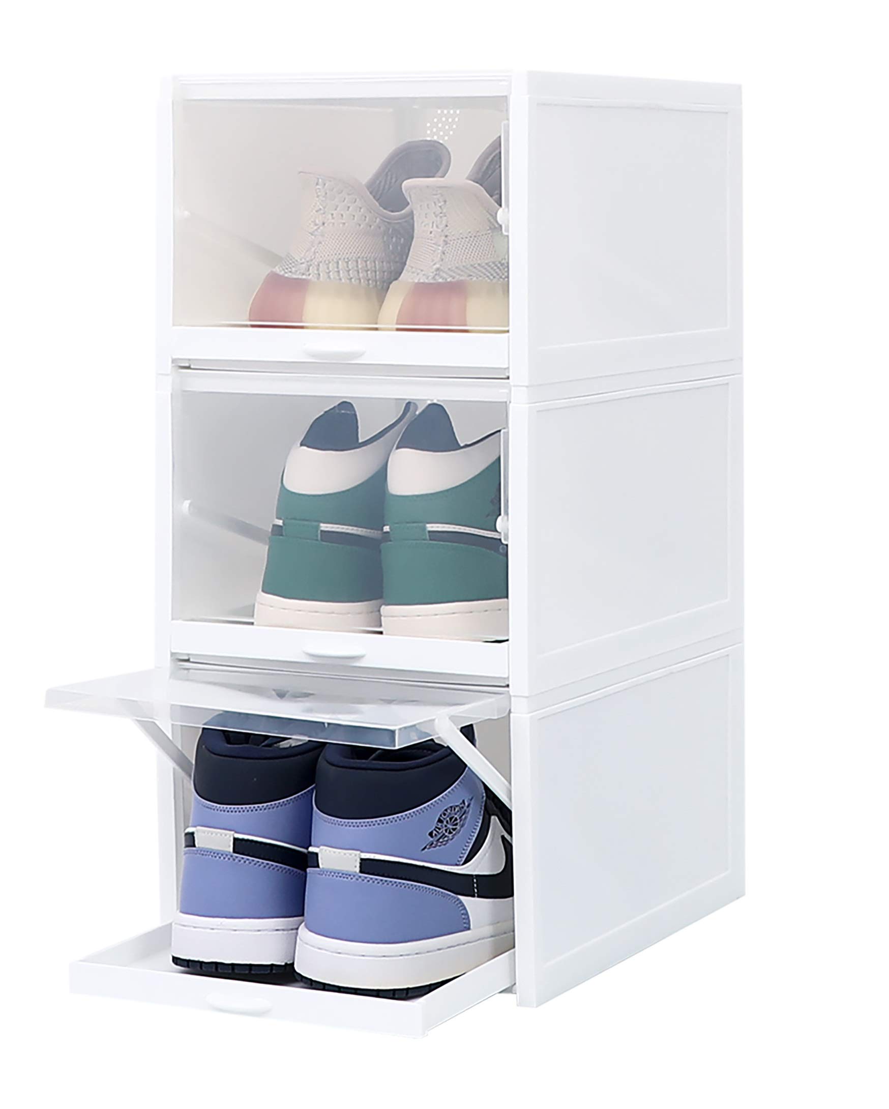 - Shoe Organizer - Shoe Storage - Sneakers Display Box - Shoe Boxes Clear Plastic Stackable - Plastic Shoe Box - Sneaker Shoe Containers - Shoes Organizer for Closet Organizers and Storage Bins - Organizador De Zapatos -
