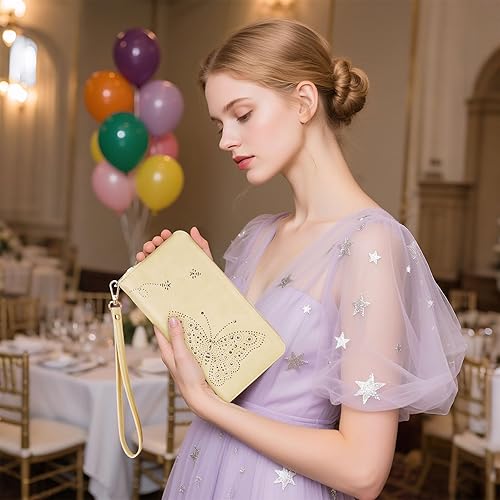 Miniatura 2 de Cartera RFID para mujer, cartera de gran capacidad con mariposa, cartera de teléfono celular, carteras de mano para mujer, carteras de pulsera para