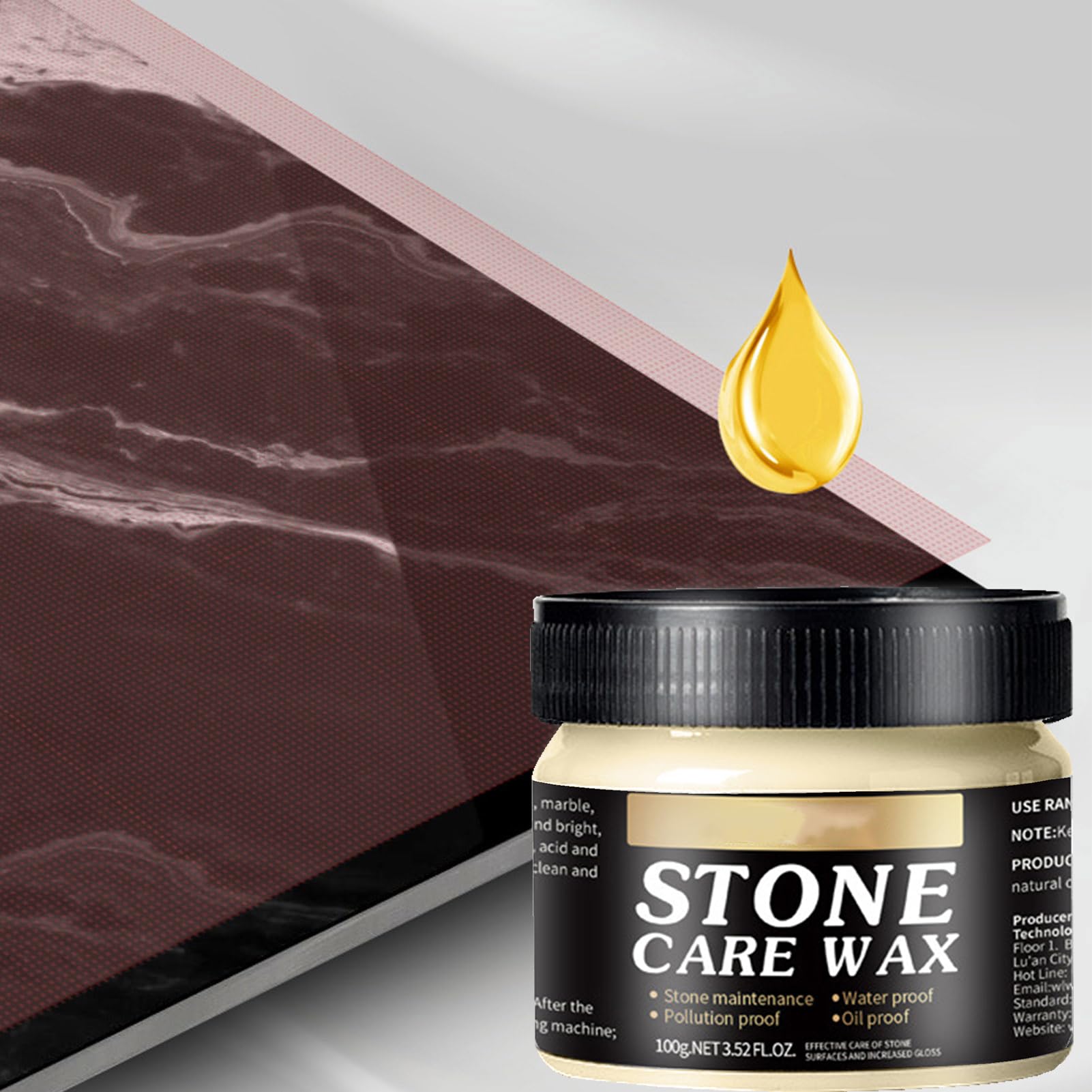 Cire de soins de polissage en pierre - Plancher en marbre cire p-olonaise Granite Po-lon cire de cire de cire de cire de cire, crème de polisseuse imperméable portable, produits de soins en pierre