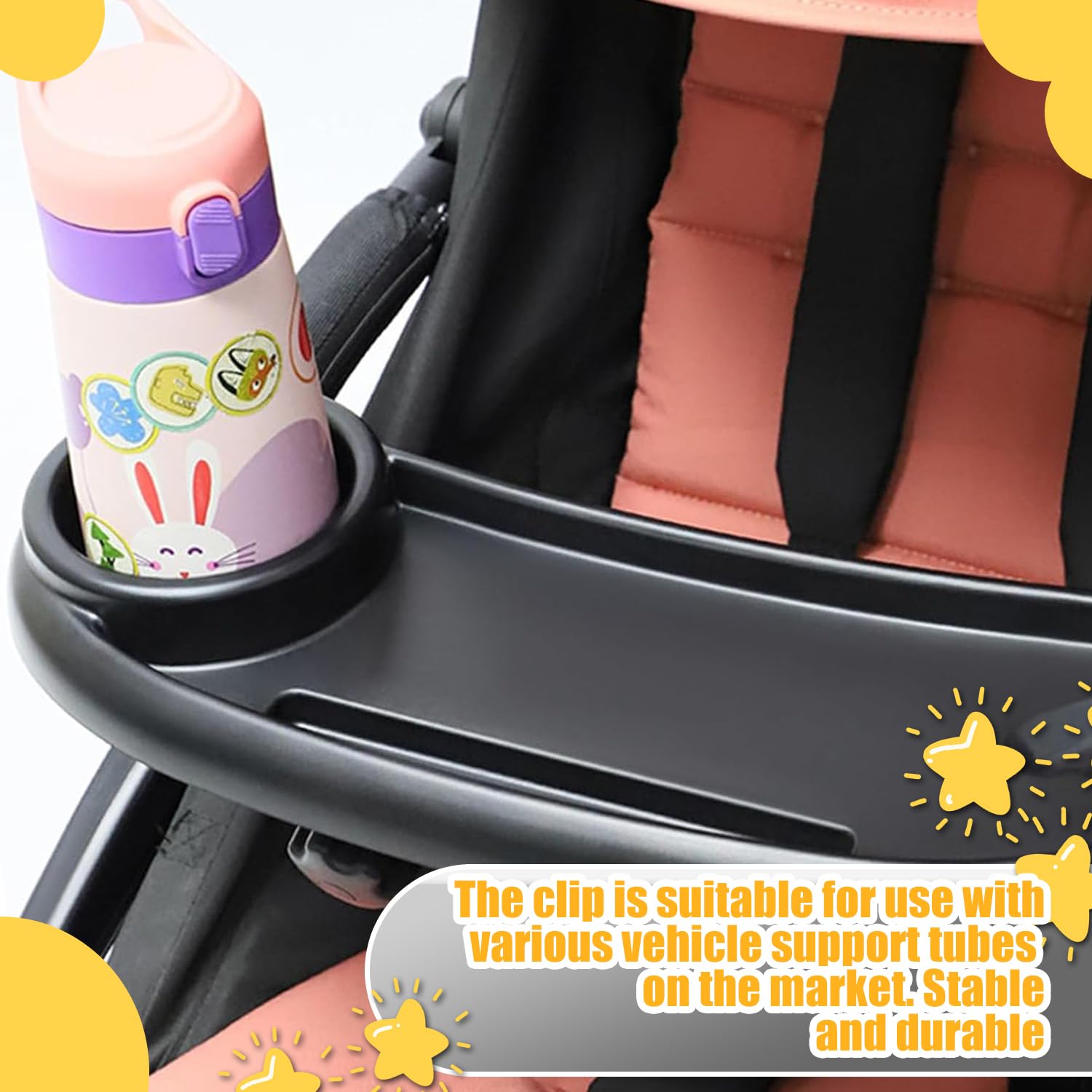 Vassoio per Passeggino Universale, Regolabile Vassoio Universale per Passeggino, Vassoio per Passeggino 3 in 1, Rimovibile Vassoio per Snack con Portabicchieri, per La Maggior Parte Dei Passeggini