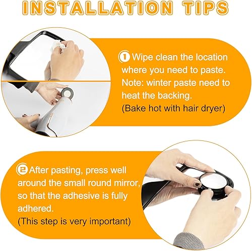 Miniatura 4 de psler - Espejo de punto ciego de 2 piezas  Espejo retrovisor redondo de vidrio HD convexo de 2 pulgadas con marco, accesorios de espejo lateral gran