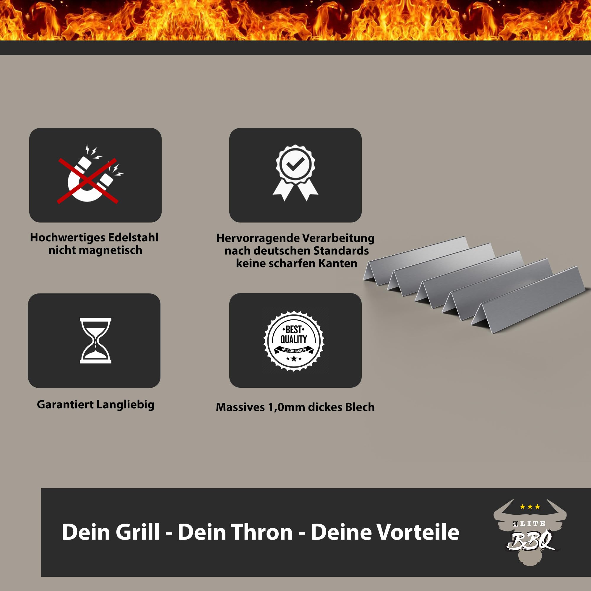 ELITE BBQ Rieles aromáticos adecuados para Weber Spirit 320, Flavorizer Bars Spirit 320, Flavorizer Bars Spirit 320, barras aromáticas de acero inoxidable, Weber Flavorizer Bars Spirit 320, Weber