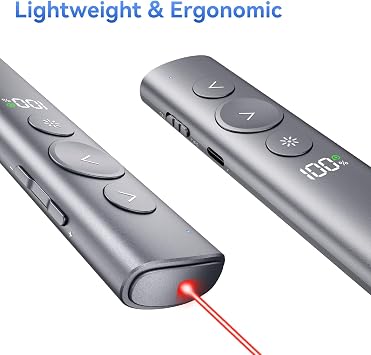 Presentation Clickers, 328FT Wireless Presenter Remote Power pointer with 2.4GHz Volume Control and Countdown, Board Slide Advancer Powerpoint Clicker for Mac/Laptop
