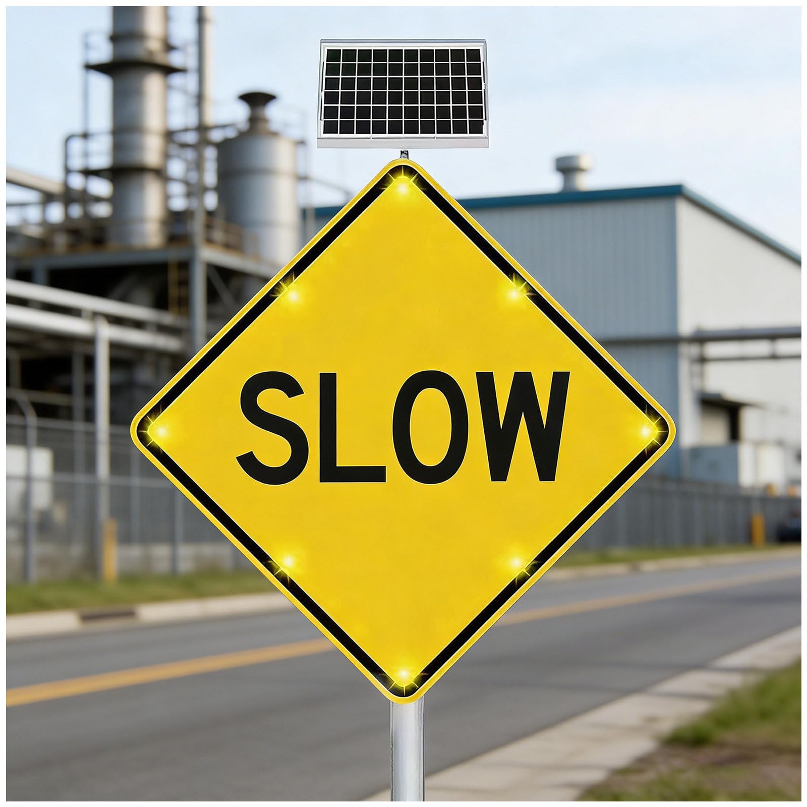 Cielobloen Multicolor Solar Powered Slow Sign, Reflective Aluminum Solar Slow Down Sign – 24X24 / 30X30 Inch, Ip65, Engineer Grade Reflective Aluminum, Easy U-Bracket Install, For Driveway 30"