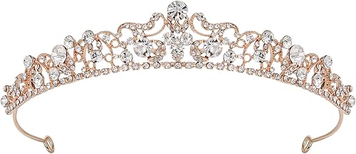 SWEETV Tiaras y coronas de boda, corona nupcial de diamantes de imitación, tocados de tiara de princesa para mujeres y niñas de flores, accesorios