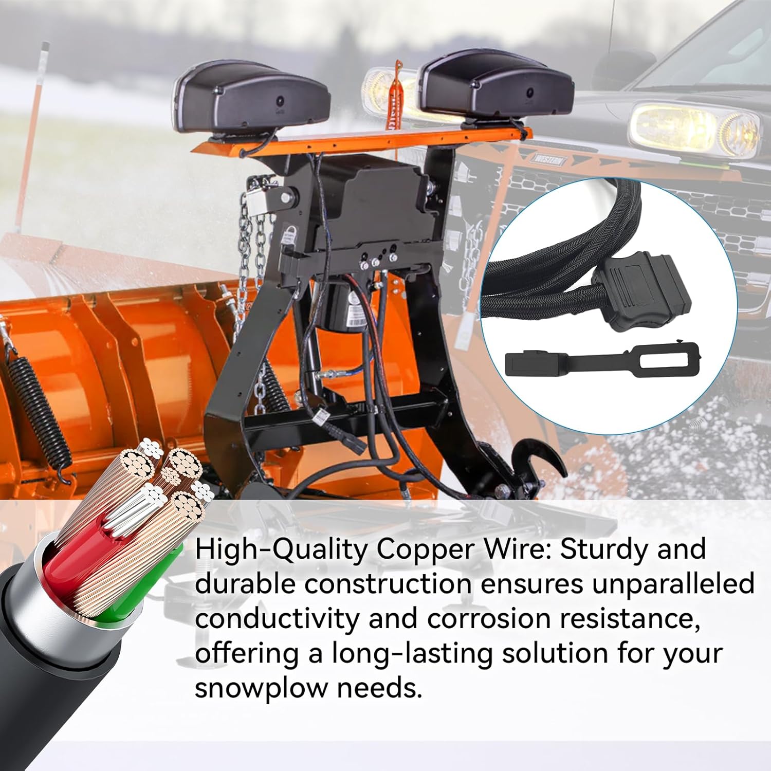 Upgraded 11 Pin Vehicle Side Light Wiring Harness with Dust Cover for Western/SnowEx/Fisher/Blizzard/SnowEx Plows Replaces# 26357 22413