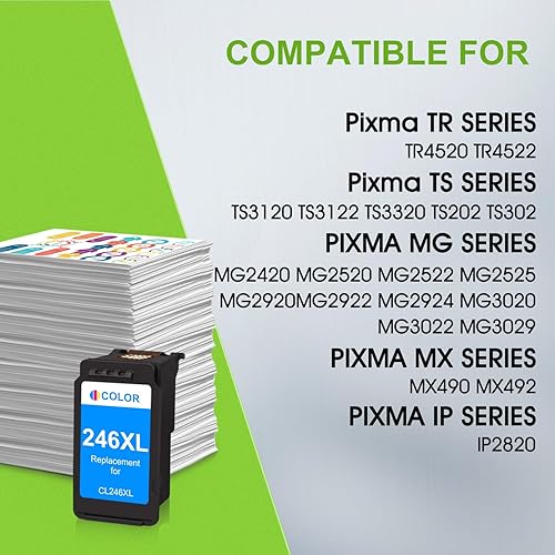 Miniatura 2 de Cartucho de tinta 246XL de alto rendimiento de repuesto para Canon CL-246XL Cartucho de tinta de color 246XL 244XL compatible con impresora Pixma