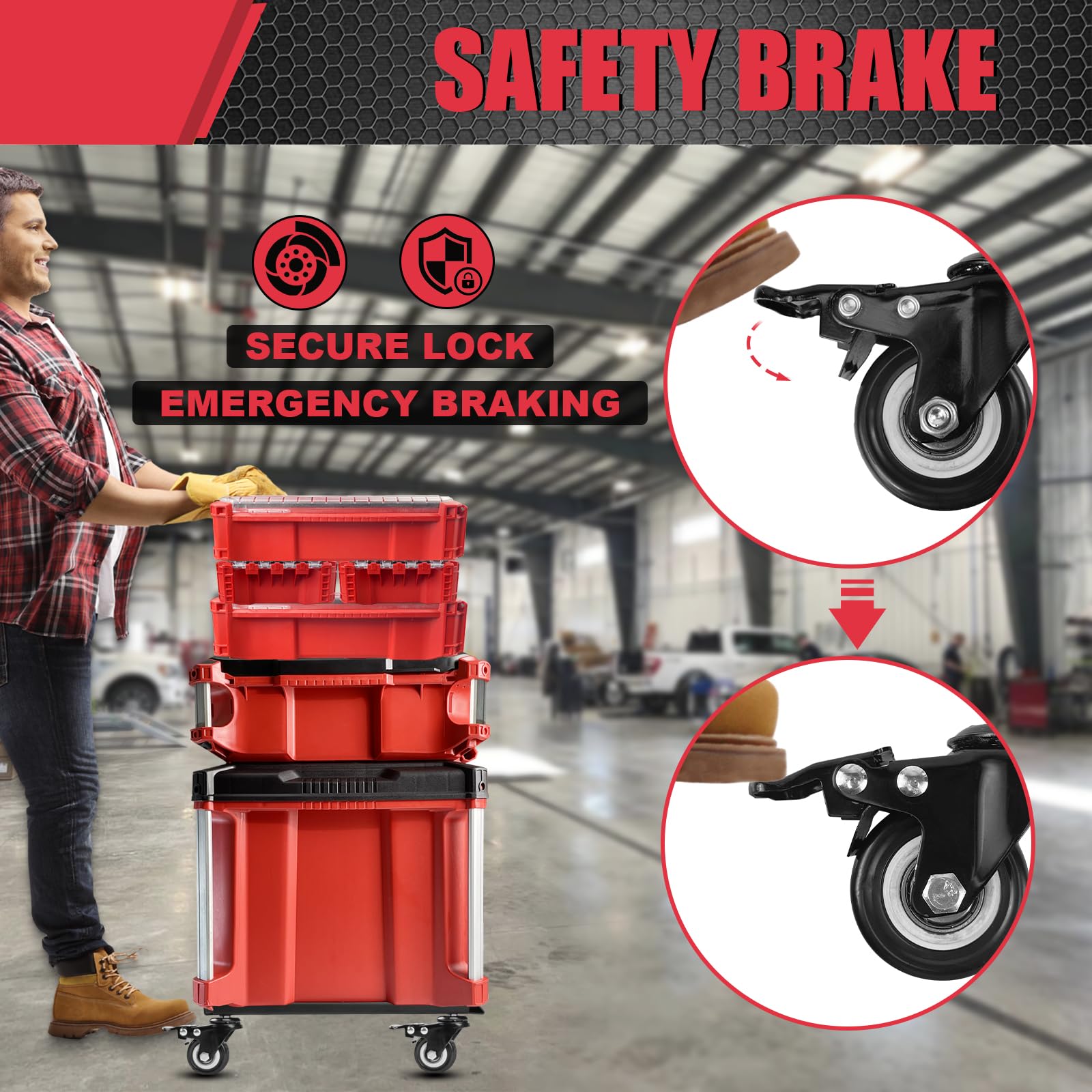 Upgrade-Werkzeugwagen Für Milwaukee Packout – Klappbarer Dolly Aus Karbonstahl, 150 Kg Tragkraft, 360°-Rollen Mit Bremse