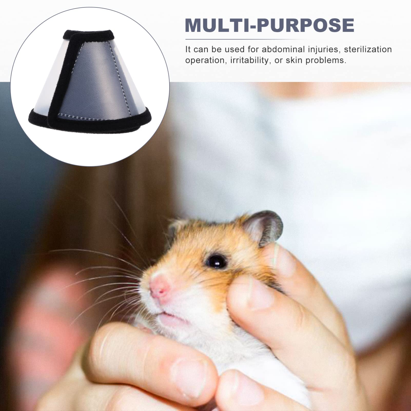 Mipcase Collier Anti-Léchage pour Hamster en Polaire et Plastique, 2 Pièces, Facile à Mettre et Enlever, Anneau de Protection Cou Irritabilité et Blessures