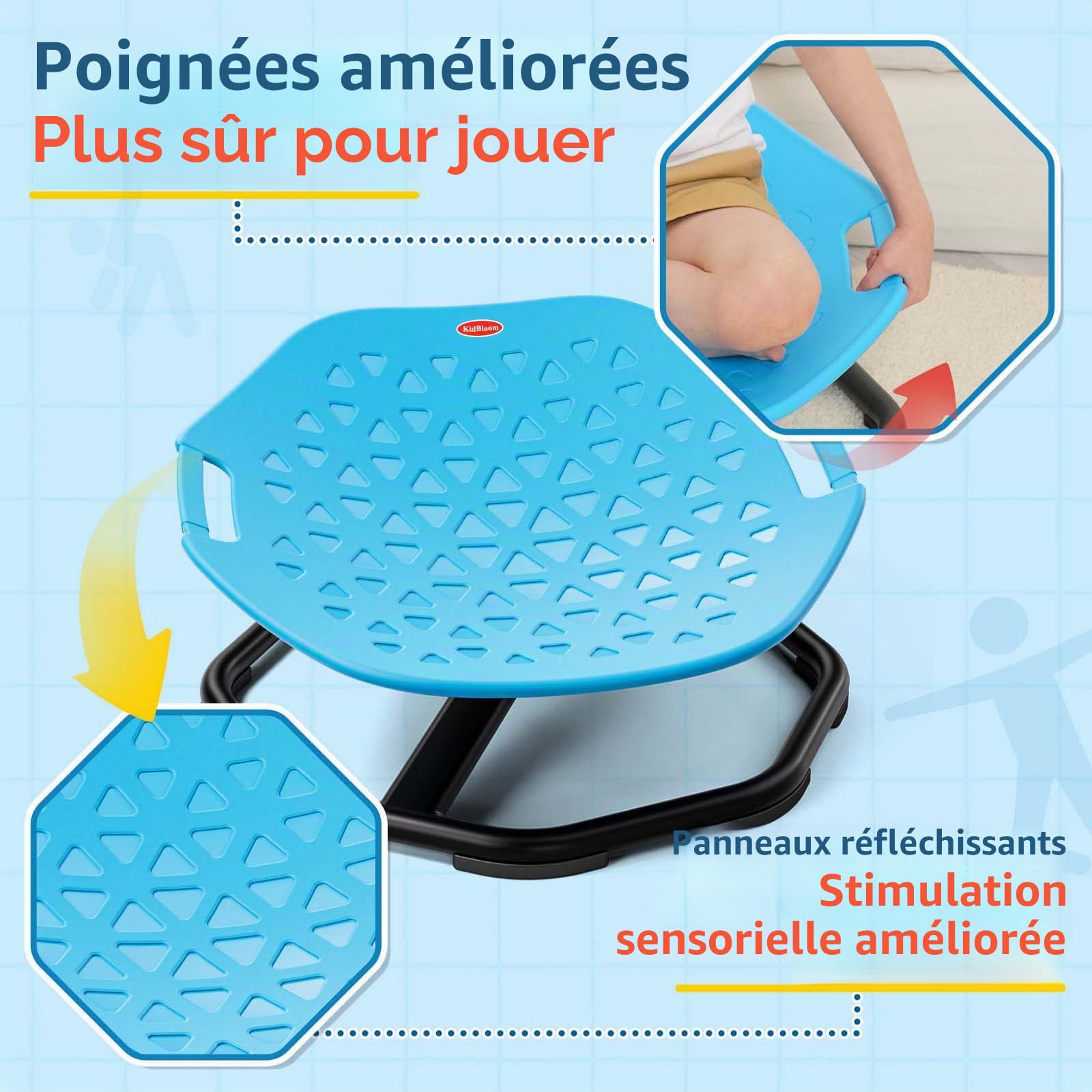 KidBloom Chaise Sensorielle Rotative pour Enfants Autistes, Jouet Sensoriel 360° pour DéVelopper L’éQuilibre