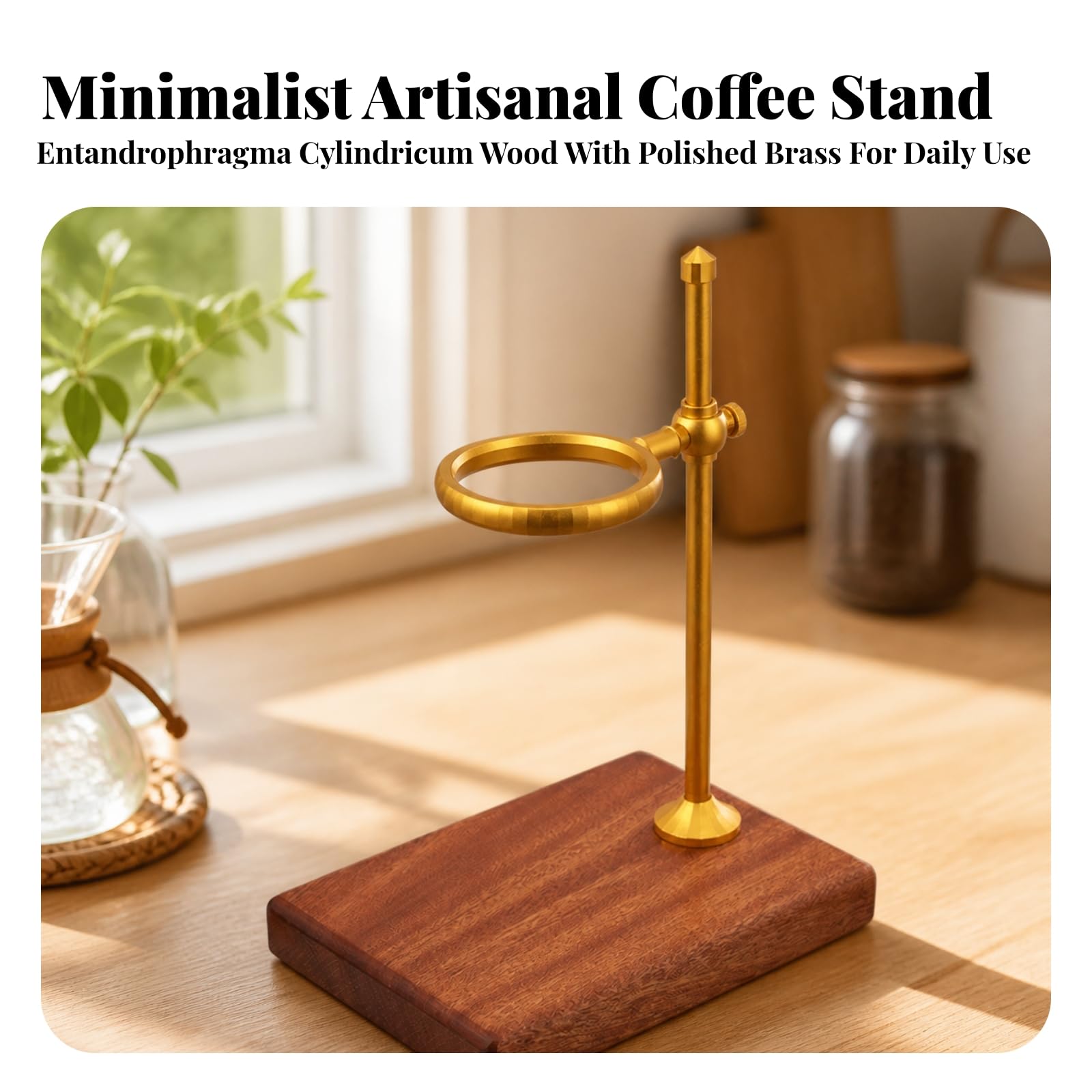 Filtro Pour Over con Base in Legno di con Base Antiscivolo Retrò Anello Regolabile per, Ufficio, Stile B