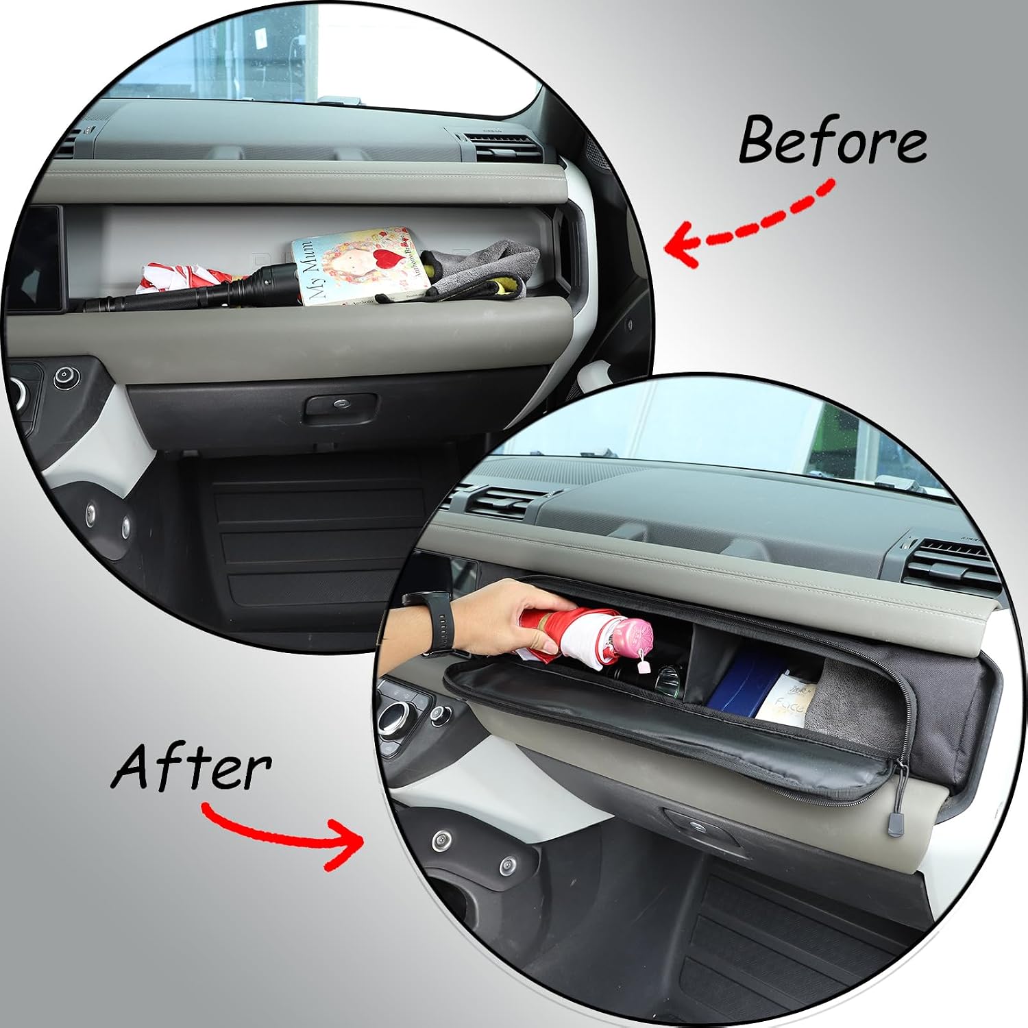 Car Storage Bag Compatible with Land Rover Defender 90 110 130 2020-2025, Front Passenger Dashboard Storage Organizer Accessories Oxford Cloth 1PCS