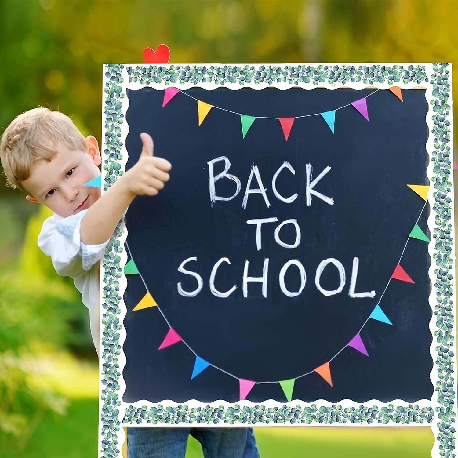 66FT Borders for Classroom Bulletin Boards Green Eucalyptus Leaf Border