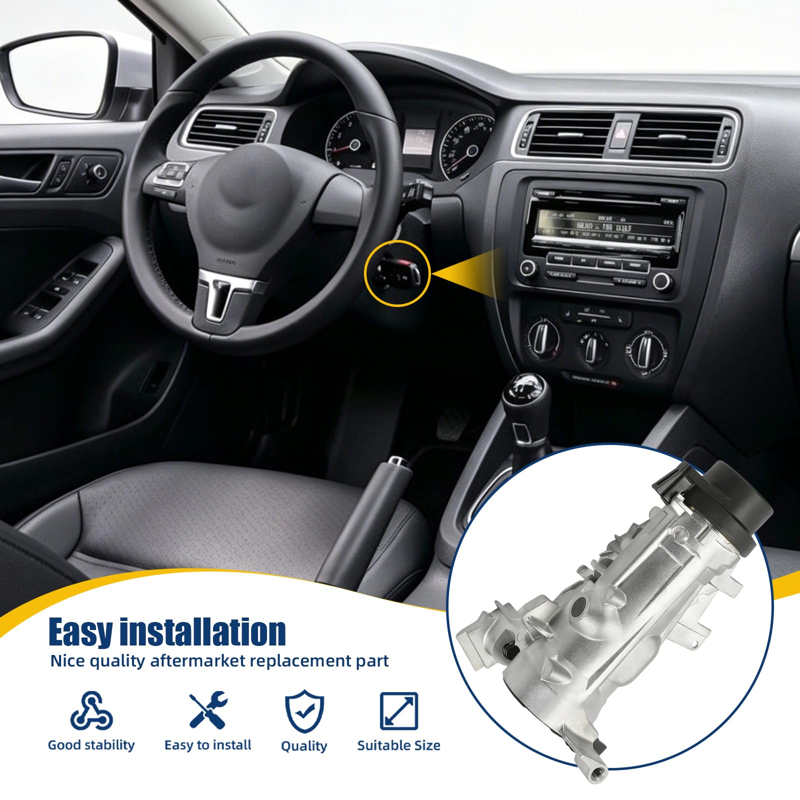 1K0905865 Neiman Interruttore accensione per Golf 5 6 A3 TT Seat Alte Leon | con 1 chiave + 1 telecomando + 1 cilindro della serratura Accensione blocco sterzo alloggiamento 1K0905851B