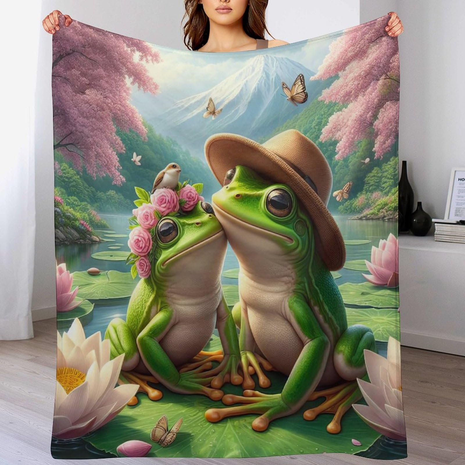 Couverture imprimée grenouille pour canapé et lit d'appoint douillet