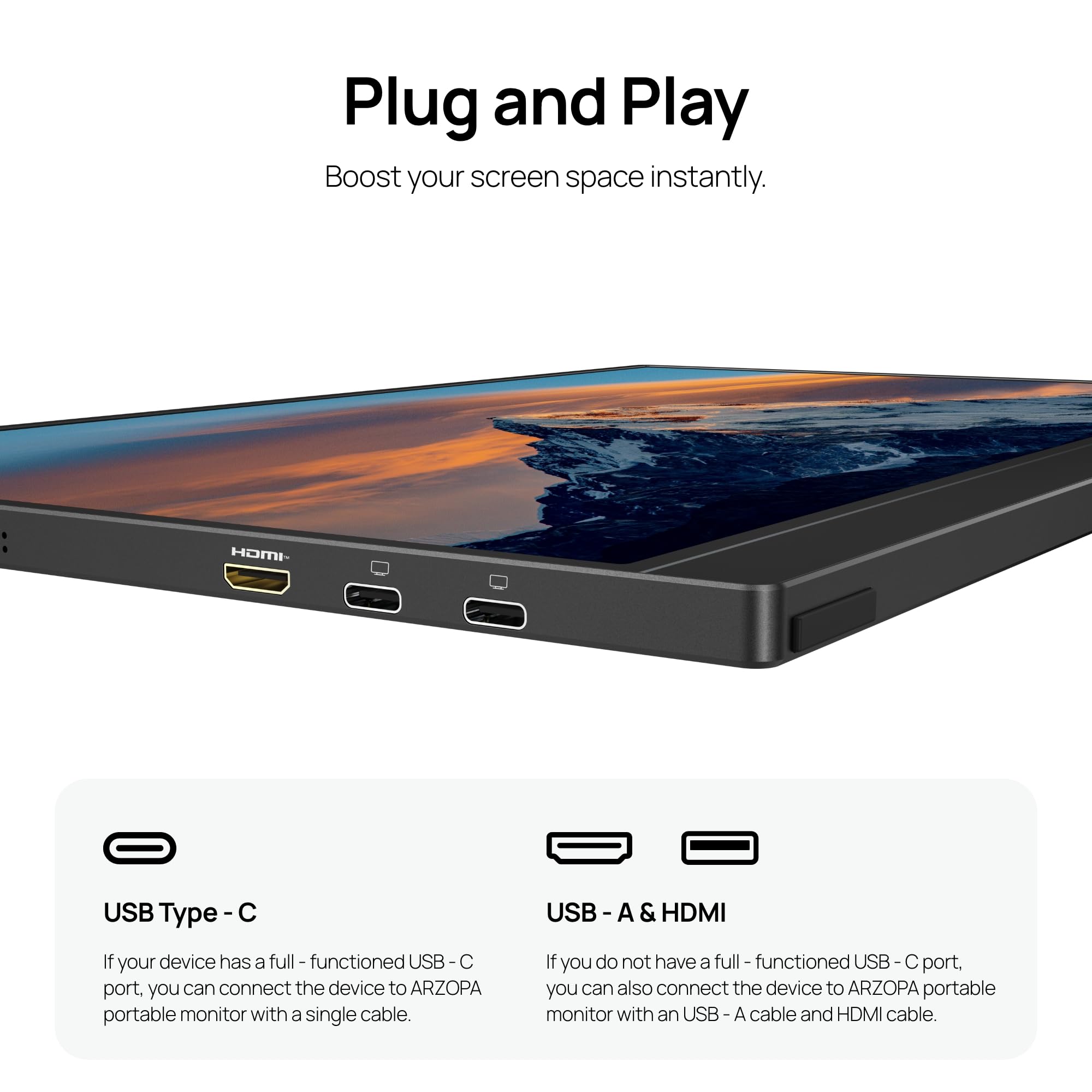 ARZOPA 15.6'' FHD 1080P Portable Monitor with Kickstand,60Hz Ultra
