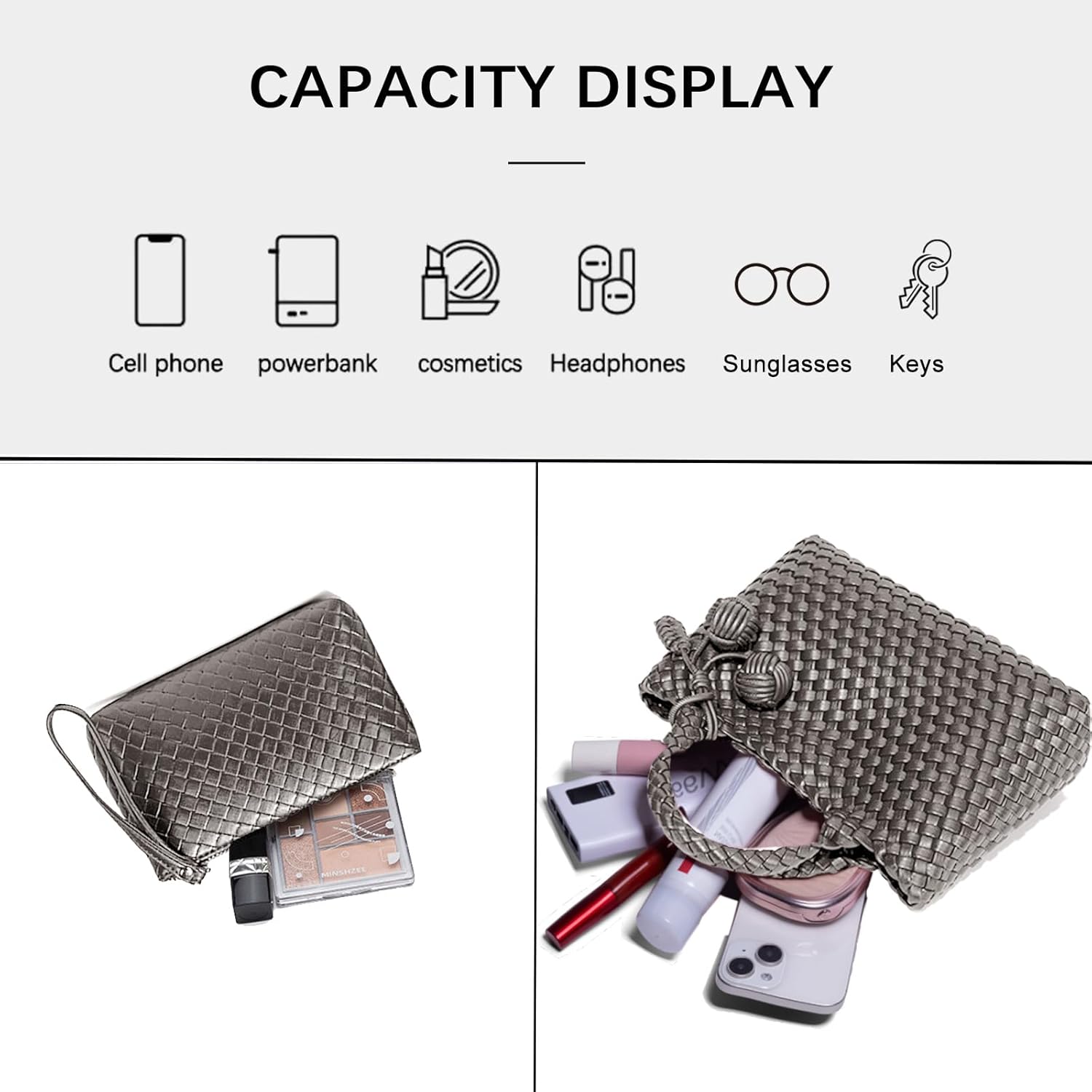 Woven Tote Bag for Women with Coin Purse, Foldable Chain Small Crossbody Handbags, Fashion Shoulder Bag, Hobo Satchel - Image 5