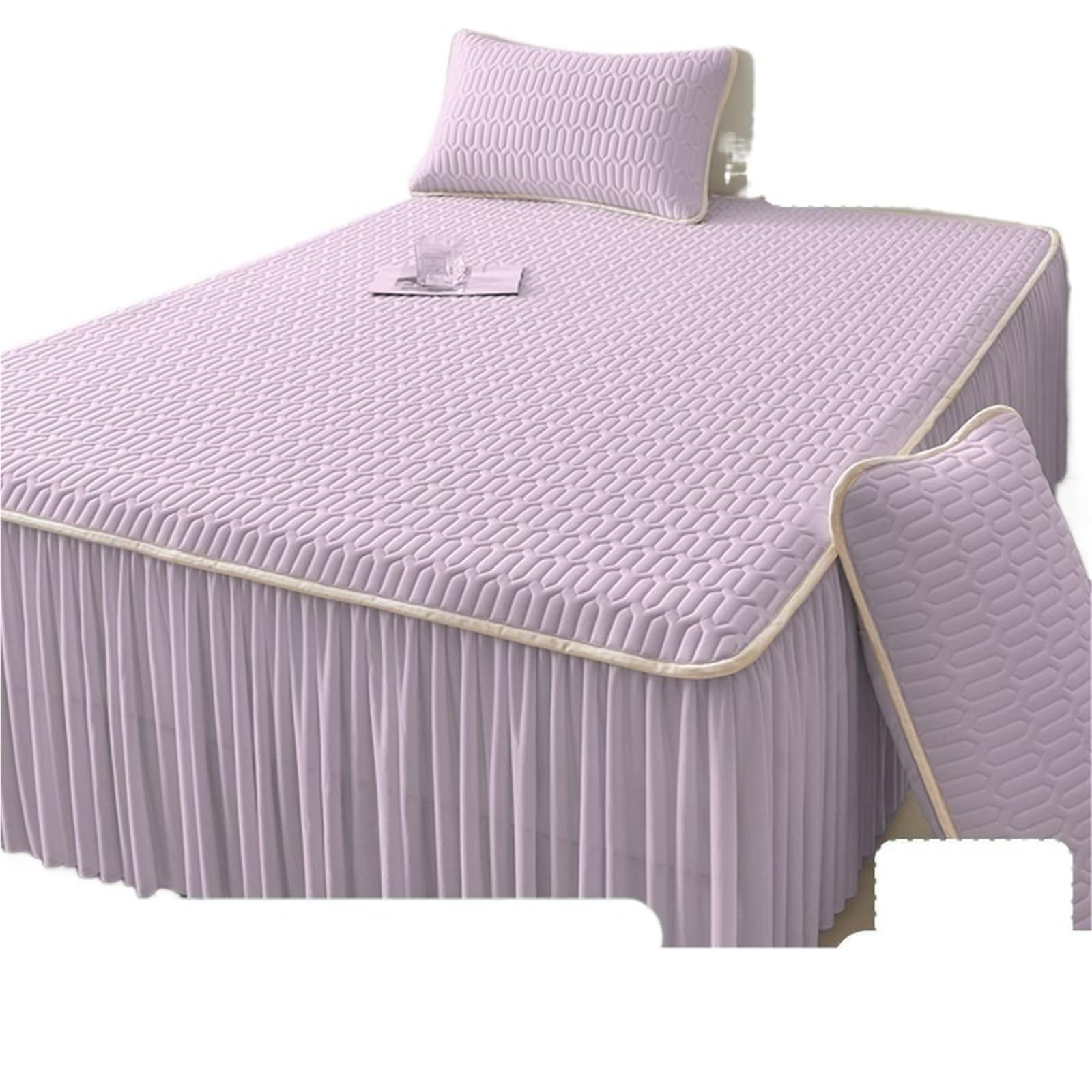 Housse de matelas en latex respirante et jupe de lit Queen King 180x200cm blanche