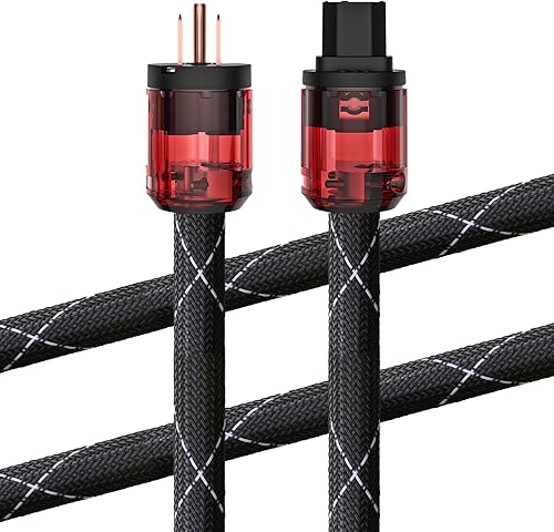 Miniatura 9 de Audiocrast - Cable de alimentación de alta fidelidad, cable de alimentación de alta fidelidad trenzado de cobre puro, cable de alimentación de