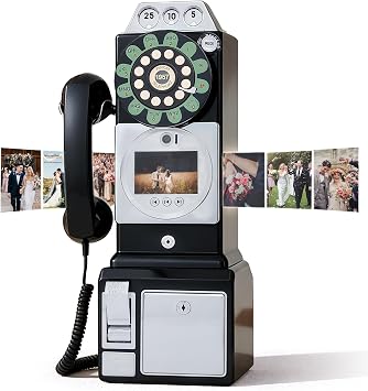 RetroVox Video & Audio Guest Book Wedding Phone Guestbook Creative Easy to Use & Fun Engagements Anniversaries Baby Showers Graduation A Video Black
