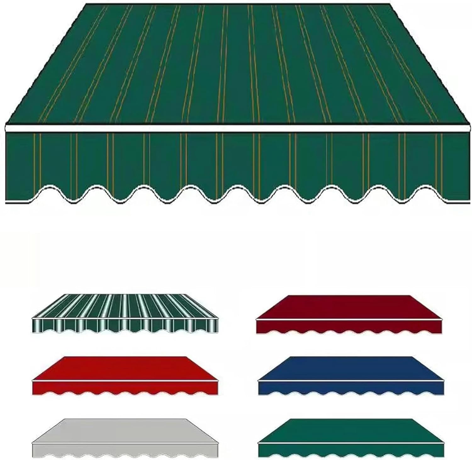 Retractable Awning Shade Fabric Replacements (Fabric Only) 280g Polyester Patio Waterproof Sun Shade Top Cover for Deck Restaurant Shops Rv Awning(Size:10x4.9ft,Color:Green Stripe)