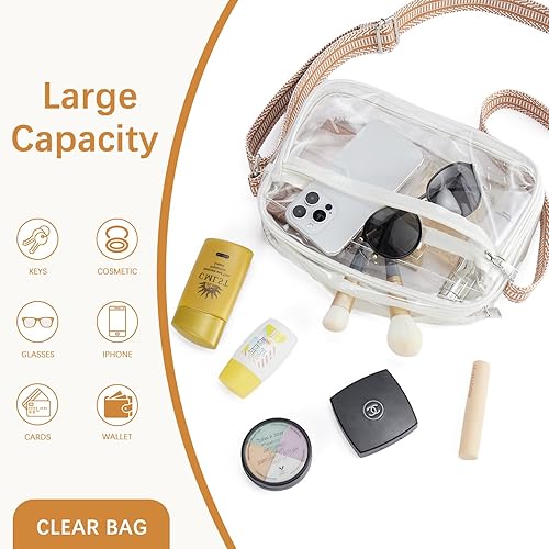 Miniatura 4 de BOSTANTEN Monederos transparentes para mujer, bolsas transparentes aprobadas para estadios, pequeños bolsos cruzados de moda para conciertos y