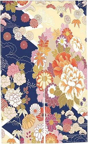 Miniatura 7 de JCETUNO Noren - Cortina de puerta de estilo japonés con estampado de lino y algodón para decoración del hogar 43 pulgadas de ancho floral