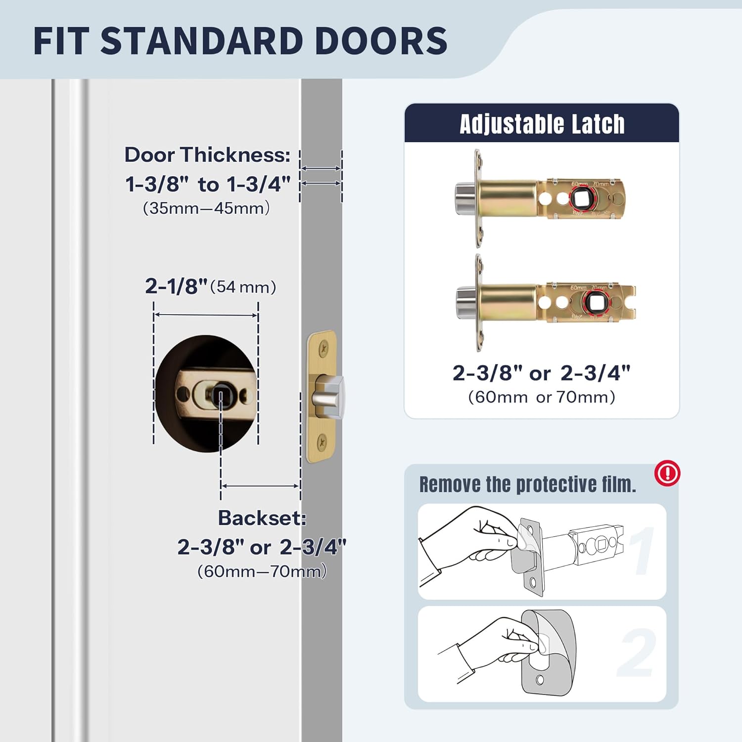 Gold Door Handles with Lock and Key (Keyed Differently), Brushed Gold Round Reversible Door Handle, Heavy-Duty Interior/Exterior Gold Door Lever for Bedroom and Bathroom, Satin Brass, 10 Pack
