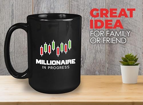 Miniatura 2 de Bubble Hugs Stock Trader Taza de café 15oz Negro - Millionaire in Progress - Trading Trader Día Inspirador Mercado de Corredores Mercado Moneda