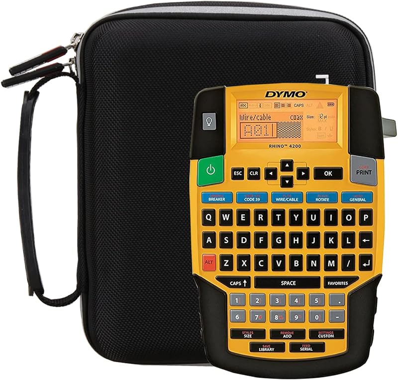 FBLFOBELI Hard Case for DYMO Rhino 4200 Industrial Label Maker | Hard EVA Shell, Shockproof & Water-Resistant, Double Zipper Closure, Mesh Pocket, Label Maker Storage Bag