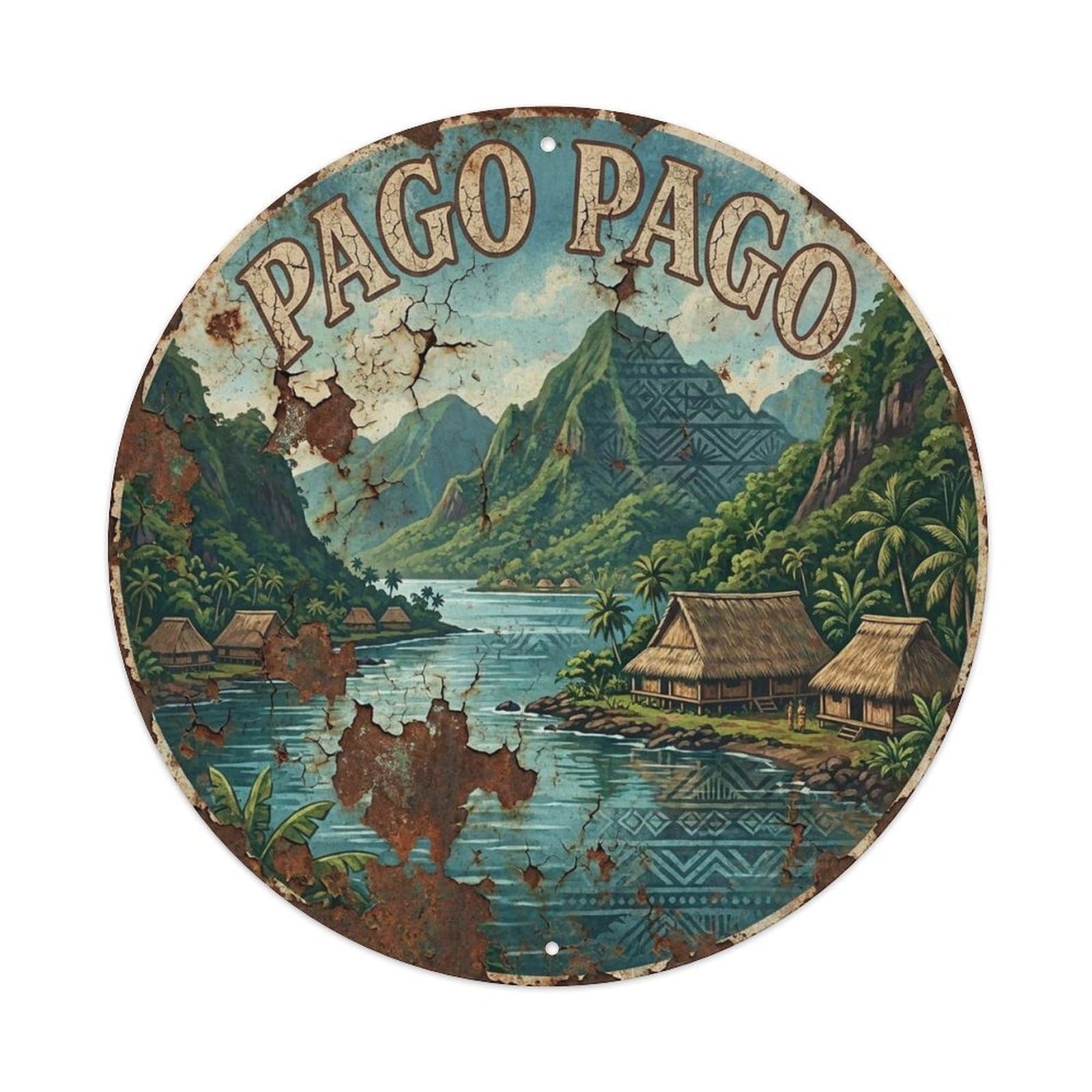 Samoa Travel American Pago Pacific Island Capital Metal Tin Sign