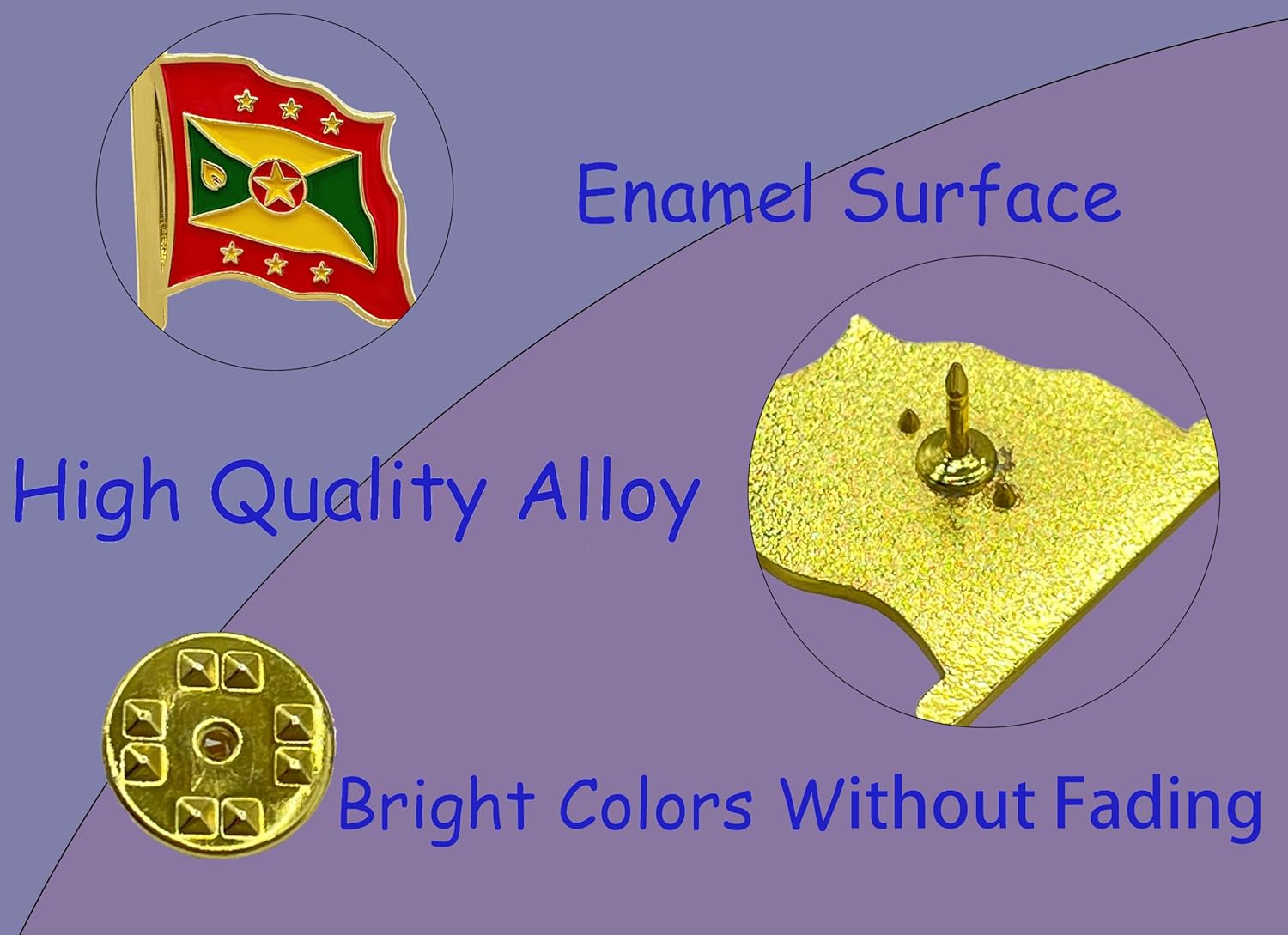 stidsds Grenada Flag Pin - Grenada Flags Pins Lapel Grenadian Flag Enamel Lapel Pin Men Women Suit & Waving Patriotic Metal Badge Souvenir Hat Backpacks Decoration(4 Pack) - Image 6