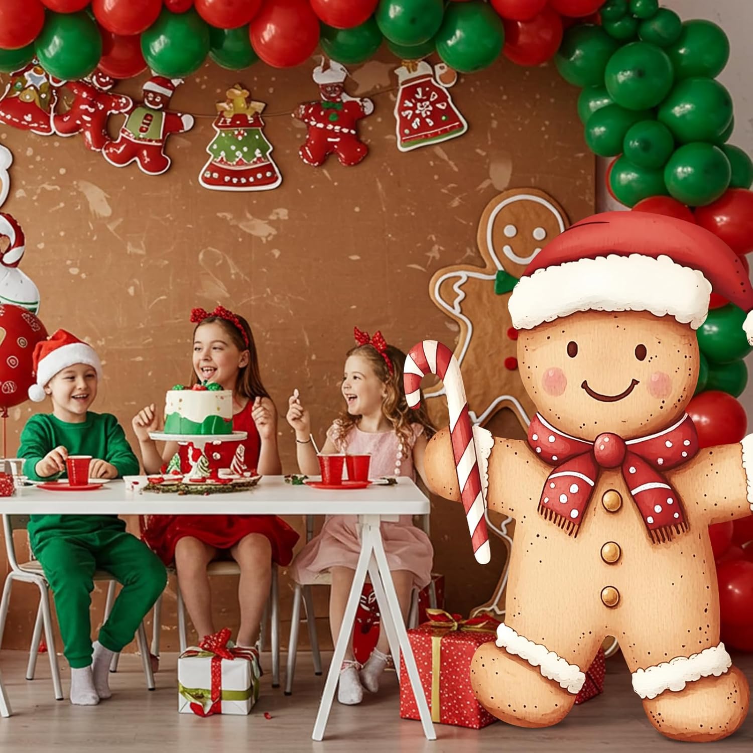 Novabright 3 ft Gingerbread Man Christmas Party Decoration Christmas Gingerbread Party Cardboard Cutout Life-Size Stand up Backdrop Photo Prop for Xmas Holiday Winter Outdoor Indoor Home Decor Christmas Gingerbread Man
