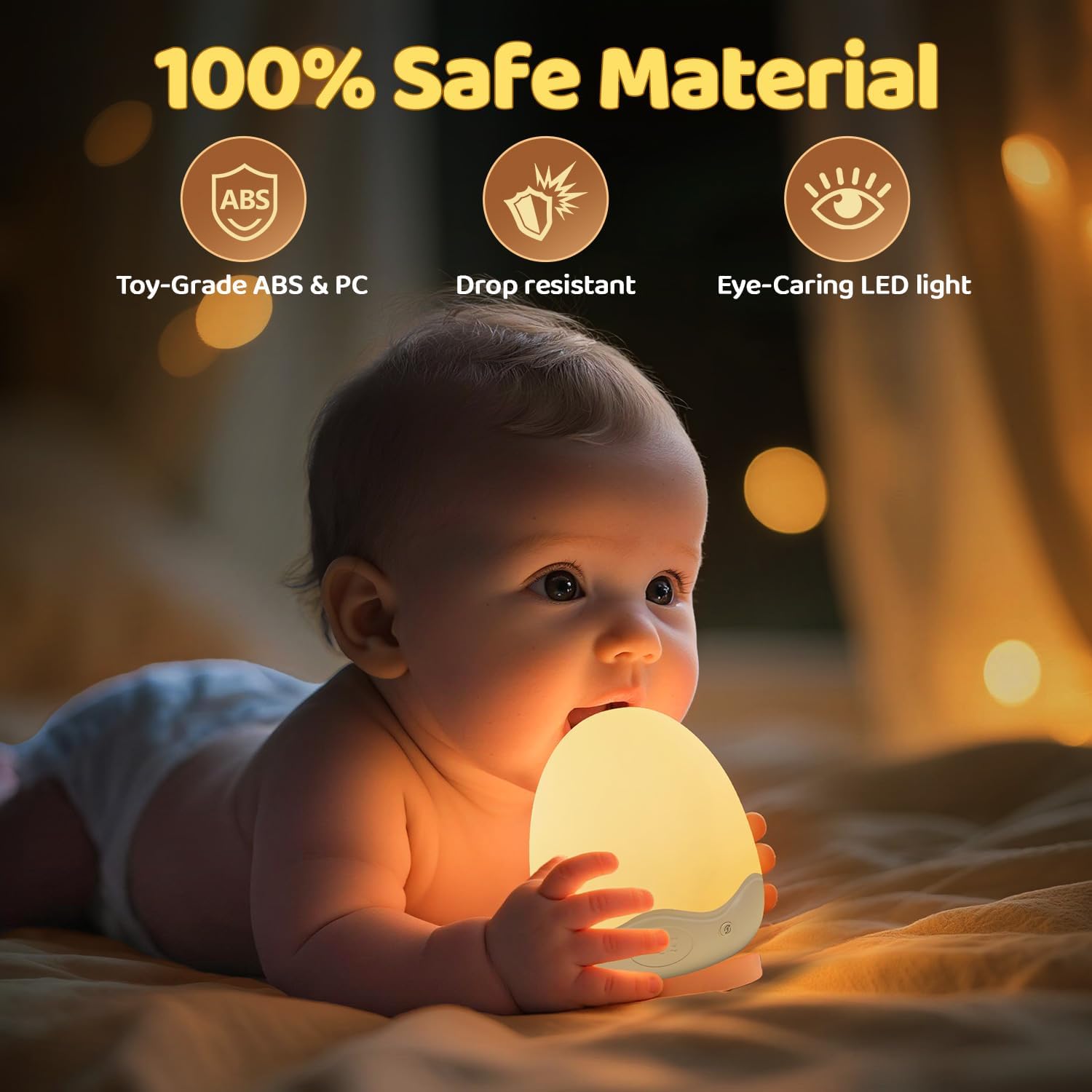 COOLNIGHT Nursery Night Light with Clock,10 Brightness+10 Colors Egg Light for Nursery,Touch+Remote+3600mAh Rechargeable Egg Night Light for Baby Nursery,Warm Light for Breastfeeding 1h Timer&Portable