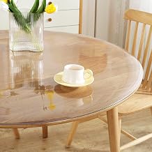 Royhom 47 Inch Clear Round Table Cover Protector, 2mm Thick Plastic Table Cover Round, PVC Circle Tabletop Protective Pad for Kitchen Dining, Non-Slip, Easy Clean, Waterproof