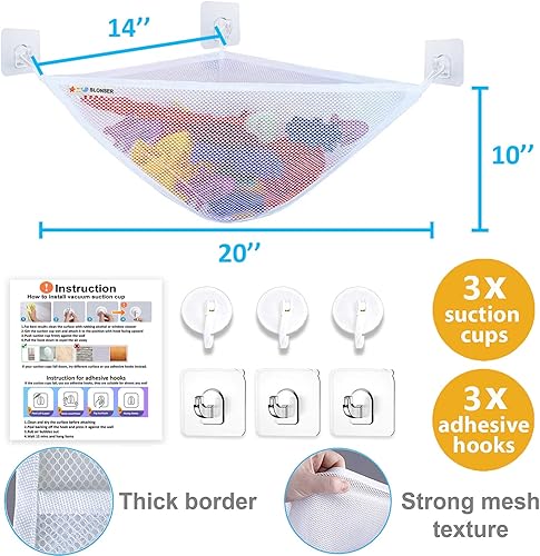 Miniatura 2 de Mesh Bath Toy Holder - Kids Bath Toy Net for Tub, Bathtub Toy Holder Basket, Corner Bath Toy Storage Bin Hammock Organizer, Shower Caddy Hanging Bag