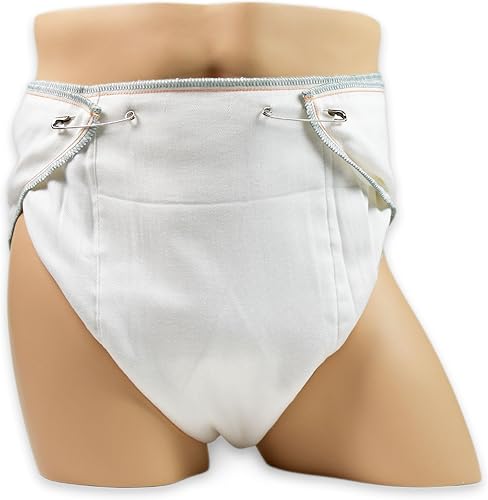 Miniatura 9 de LeakMaster Pañal de tela contorneada para adultos con inserto nocturno, mediano para cinturas de 30 a 36 pulgadas, gasa 100% algodón, capas de 4 x