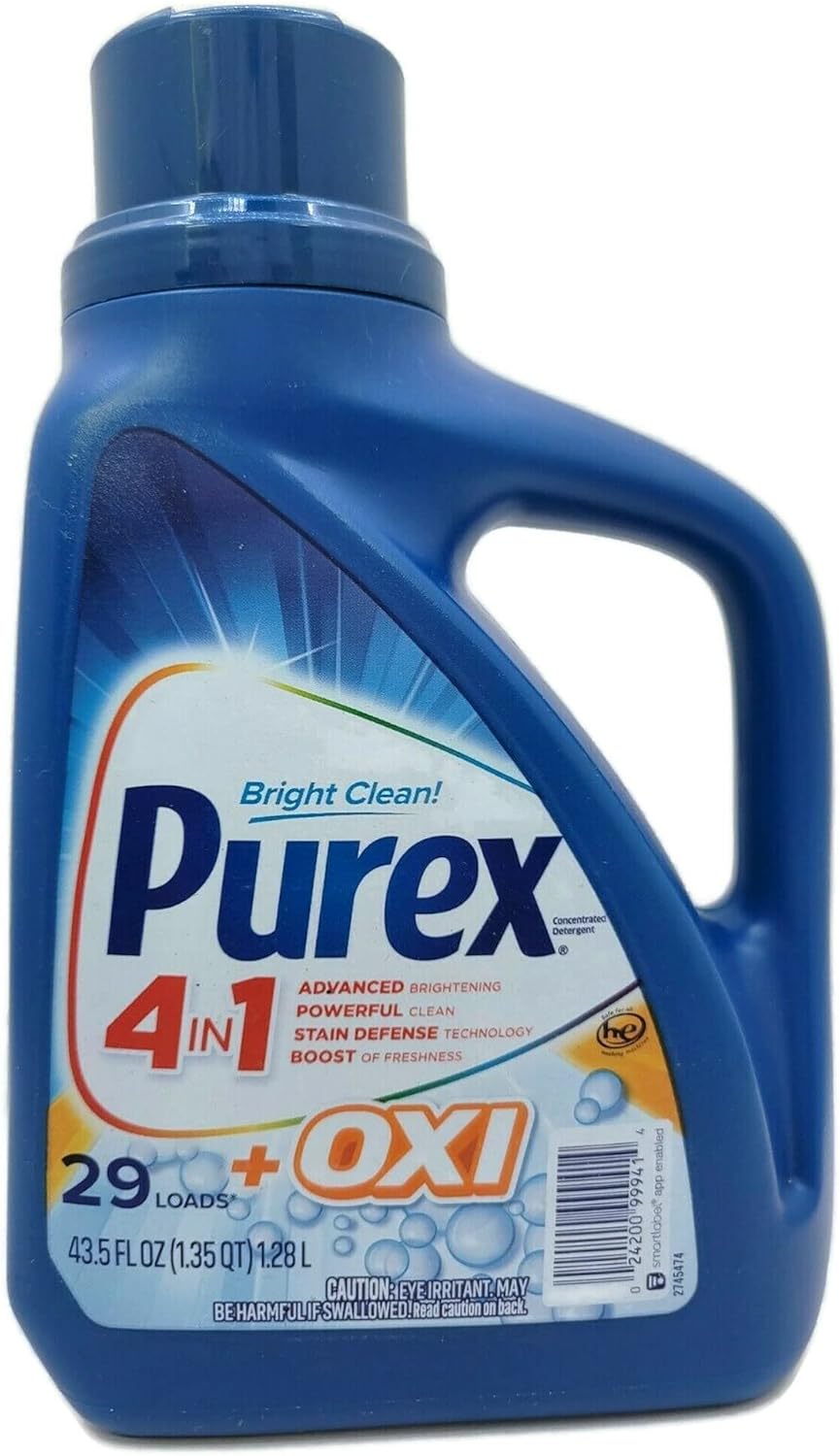 Purex HE Laundry Detergent with OXI & Zout Stain Removers, Fresh Morning Burst, 24 Loads 43.5 Fl oz
