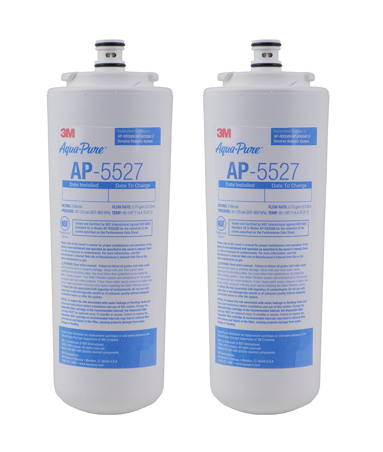 3M Aqua-Pure Sink Reverse Osmosis Replacement Water Filter Cartridge AP5527, for use with AP-RO5500 System
