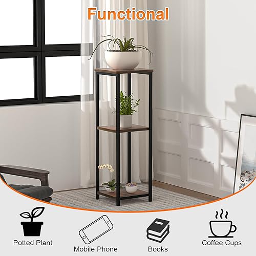 Miniatura 5 de Mesa cuadrada de 10 pulgadas de ancho con patas ajustables, mesa auxiliar pequeña de 3 niveles para apartamentos, balcón y oficina, ahorra espacio,