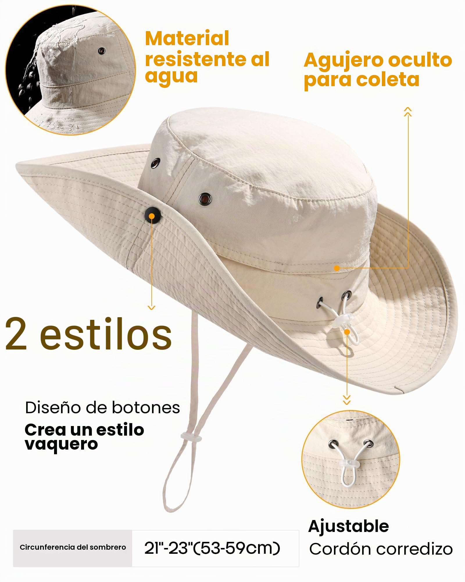 FURTALK Sombrero de pesca unisex con protección UV para mujer y hombre, plegable, para senderismo, portátil, con ala ancha