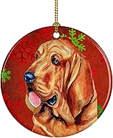 Vista 51 de Caroline's Treasures Dachshund copos de nieve rojos y verdes, adorno de cerámica de Navidad para colgar en el árbol de Navidad, decoración