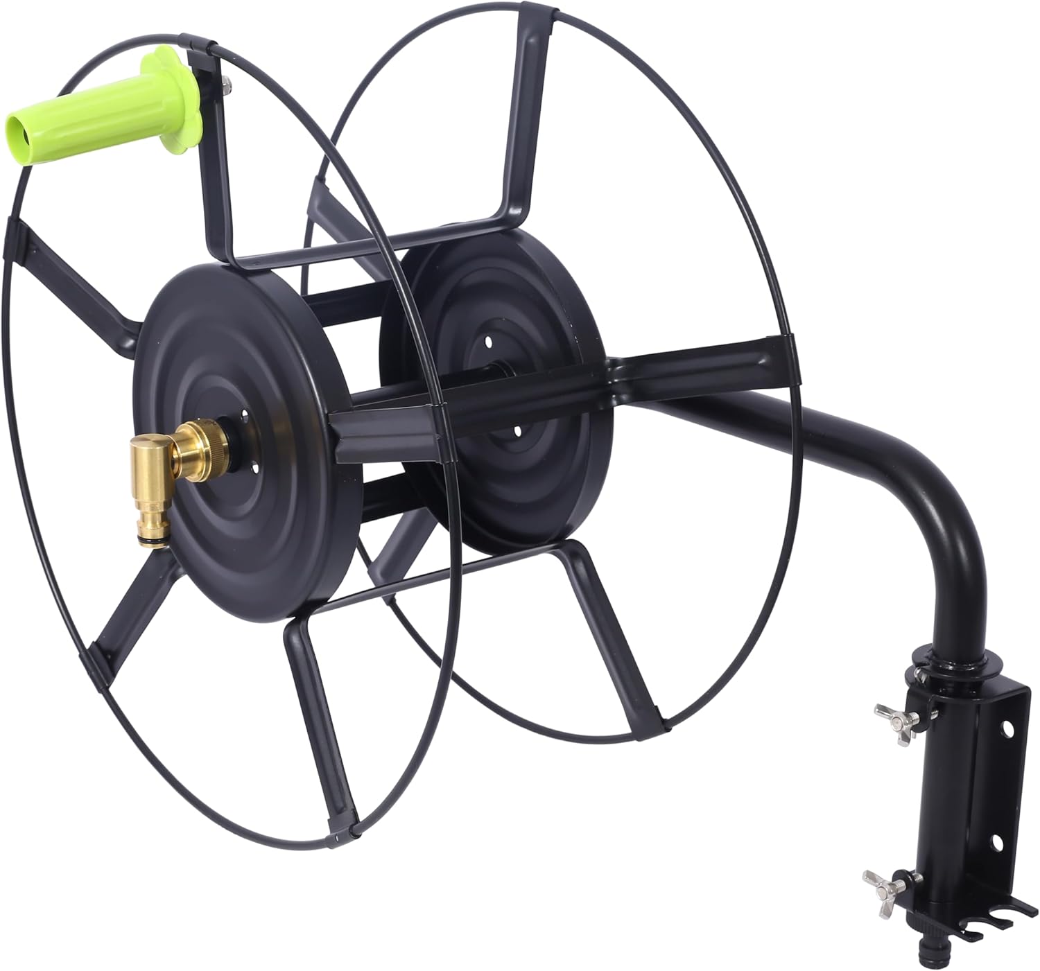 Wall Mount Swivel Hose Reel, 180 Degree Pivot Hose Hanger, Hose Reel for Garden Storage, Hose Holder Wall Mount for Garden Hose, Heavy Duty Steel Hose Hanger for Hose Reels (Black)